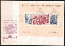1968 SMOM - BF 1 Natale, Busta Primo Giorno, FDC - Malte (Ordre De)