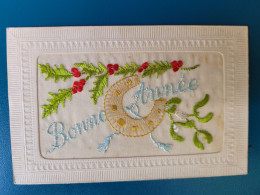 Carte Brodée  Bonne Année. Fer à  Cheval - Bestickt