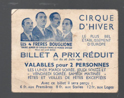 Ticket D'entrée CIRQUE D'HIVER BOUGLIONE     (PPP50730) - Tickets - Vouchers