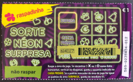 120 A, Lottery Tickets, Portugal, « Raspadinha », « Instant Lottery », « Sorte De Néon »,  Nº 589 - Lottery Tickets