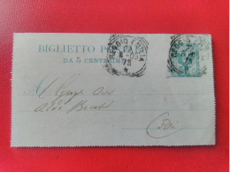 CARTOLINA POSTALE - BIGLIETTO POSTALE 5 CENTESIMI - ANNO 1906 - Altri & Non Classificati
