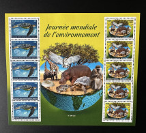 Mali 2023 Mi. ? M/S Journée Mondiale Environnement Faune Fauna Oiseau Bird Tortue Turtle Owl Singe Champignon - Monkeys