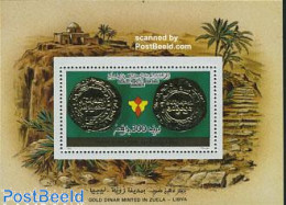 Libya Kingdom 1985 Golden Coins S/s, Mint NH, Various - Money On Stamps - Münzen