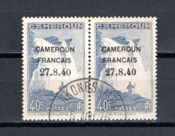 CAMEROUN   N° 217  SURCHARGE 2 DE 27 BOUCLEE + NORMAL   OBLITERE   COTE ? €    CHUTE D'EAU - Usados
