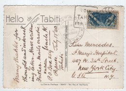 OCEANIE 1FR50 SEUL  CARTE DAGUIN PAPEETE  VOIR TAHITI 1940  ILE TAHITI POUR ETATS UNIS AU TARIF + CENSURE CONTROLE - Cartas & Documentos