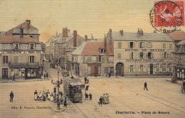 08 - CHARLEVILLE - PLACE DE NEVERS - TRAMWAY - CPA COLORISEE - Charleville