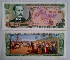 COSTA RICA 5 COLONES 1992 UNC BANKNOTE - Costa Rica