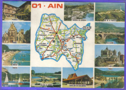 Carte Postale Géographique Département 01. Ain   Préfecture Bourg En Bresse  Très Beau Plan - Landkarten