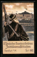 AK Frankfurt A. M., 17. Deutsches Bundes & Goldenes Jubiläums Schiessen 1912, Betagter Schütze Mit Standarte - Hunting
