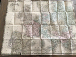 RARE ET TRES ANCIENNE CARTE ROUTIERE ET CHEMIN DE FER EUROPE - AH DUFOUR. - Callejero