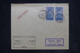 DAHOMEY - 1er Vol / Service Aérien Sénégal / Congo Sur Enveloppe De Cotonou Pour Brazzavile / Congo - 1937 - J 790 - Covers & Documents