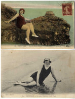 14  TROUVILLE   NOS JOLIES BAIGNEUSES   -  LOT 2 CARTES POSTALES ANCIENNES - Trouville