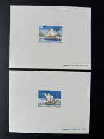 Nouvelle-Calédonie 1987 YT 535-536 épreuve De Luxe Proof Pirogue Île Des Pins Ouvéa Boat Sailing Ship Canoe Palm Tree - Bäume