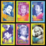2001 France 3531-3536 Music - Singers 6,00 € - Music