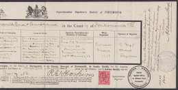 Certificat De Décès (Certificate Of Death) Affr. 1d Rouge Annulé Et Daté à La Plume 17/7/1913 District Of North End & Bu - Brieven En Documenten
