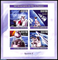 Guinea Bissau 2007 Dog In Space 4v M/s, Imperforated, Mint NH, Nature - Transport - Dogs - Space Exploration - Guinea-Bissau