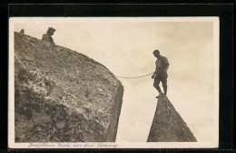 AK Bergsteiger über Dem Kamin Am Gallogipfel - Alpinismo