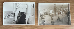 2 Vintage Photos Of Of Tourist Cruiseliner Passengers On Deck Of SS Westernland 1930s, RED STAR LINE - Otros & Sin Clasificación