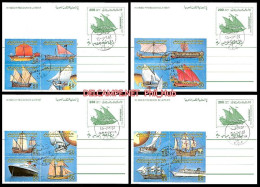 LIBYA 1993 Ships (4 Special P/stationery Postcards FDC) - Marítimo