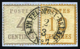 Obl.  3 + 5  4c. Et 10c. Obl. RELAIS N°7. S/fragment. SUP. - Altri & Non Classificati
