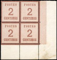 **  2  2c. Brun-rouge. Bloc De 4. Coin De Feuille. SUP. - Altri & Non Classificati