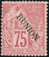 *  27b  75c. Rose. Surcharge ''RUNION''. Quelques Dents Courtes. TB. - Otros & Sin Clasificación