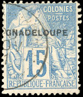 Obl.  19a  15c. Bleu. Variété De Surcharge "GNADELOUPE". Obl. SUP. - Altri & Non Classificati