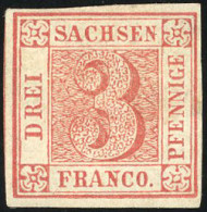 *  1  3pf. Rouge. SUP. - Saxony