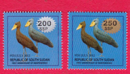 SOUTH SUDAN 2017 Surcharged Overprints On 1 SSP Birds Non-serif Short Set SOUDAN Du Sud Südsudan - Südsudan