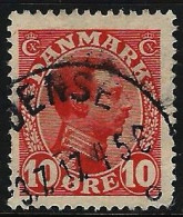 Denmark 1913 King Christian X  10Øre Red   - Used - Gebruikt