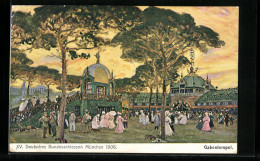 Künstler-AK München, XV. Deutsches Bundesschiessen, Gabentempel - Caccia