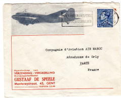 BELGIQUE  Lettre "   GUSTAAF DE SPEELE  à GENT " Envoyée A La Cie D' Aviation AIR MAROC à PARIS - Storia Postale
