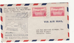 GANDER  NEWFOUNDLAND To CALCUTTA.INDIA 1947 Premier Vol - 1908-1947