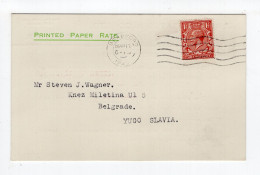 1927. UNITED KINGDOM,BRADFORD,POSTCARD USED TO BELGRADE,PRINTED MATTER RATE - Bradford
