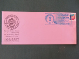 USA 1999 Special Masonic Station Cancel On Cover - Freemasonry - Flag - Briefe U. Dokumente
