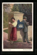 Künstler-AK Sign. Gd. P. V. Erlang: Briefkasten-Duett - Post