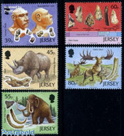 Jersey 2010 Archaeology 5v, Mint NH, History - Nature - Archaeology - History - Deer - Prehistoric Animals - Rhinoceros - Archäologie