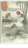 N°5831 - Joyeuses Pâques - Couple D'enfants Au Bord De L'eau - Ostern