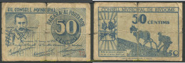 9720 ESPAÑA. Emisiones Locales Republicanas 1937 CONSELL MUNICIPAL DE RIUDOMS 50 CENTIMOS 1937 - Autres & Non Classés