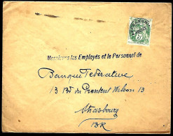 LETTRE POUR STRASBOURG - AFFRANCHISSEMENT PRÉOBLITÉRÉ 5c TYPE BLANC - - 1893-1947