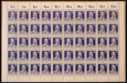 ALLIIERTE BES. 964I,V **, 1947, 75 Pf. Stephan Im Bogen (50) Mit Plattenfehlern Auf Den Feldern 11 Und 21, Postfrisch, P - Andere & Zonder Classificatie