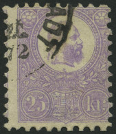 UNGARN 6a O, 1871, 25 K. Violett, Etwas Dezentriert, Pracht, Mi. 400.- - Gebraucht