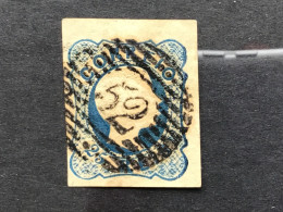 Portugal 1856-8 25r Deep Blue King Pedro Used SG 21a Curly Hair Die B - Gebruikt