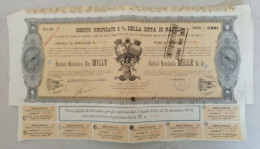 Bo Napoli Citta'debito Unificato Cartella Da  Lire Mille Certificato Azione - Other & Unclassified
