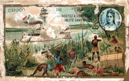 CHROMO CHOCOLAT POULAIN / LA GUERRE A MADAGASCAR CANONNIERE FLUVIALE EN RECONNAISSANCE RANAVOLO REINE DE MADAGASCAR - Poulain