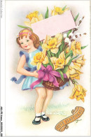 AKUP5-0384-VOEUX - VIVE ST-NICOLAS - UNE JEUNE FILLE AVEC UN PANIER DE FLEURS JAUNE - Nikolaus