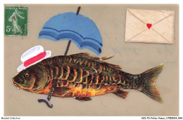 AOIP3-0149-FETES-VOEUX - BON SOUHAIT - POISSON - CHAPEAU ET PARAPLUIE - Erster April