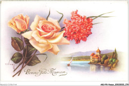 AKUP6-0519-VOEUX - BONNE FETE MAMAN - FLEURS - CHATEAU ET BATEAU - Muttertag
