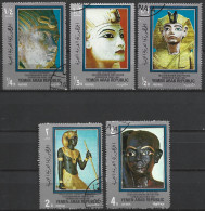 Yemen 1970. Scott #269-269C, #269E (U) Tutankhamun - Yemen