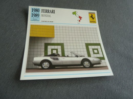 Voitures De Sport - Ferrari Mondial - Moteur V8, Cylindrée, 3,19 Litres, 2 Arbres à Cames - Italie - Fiche Technique - - Deportes